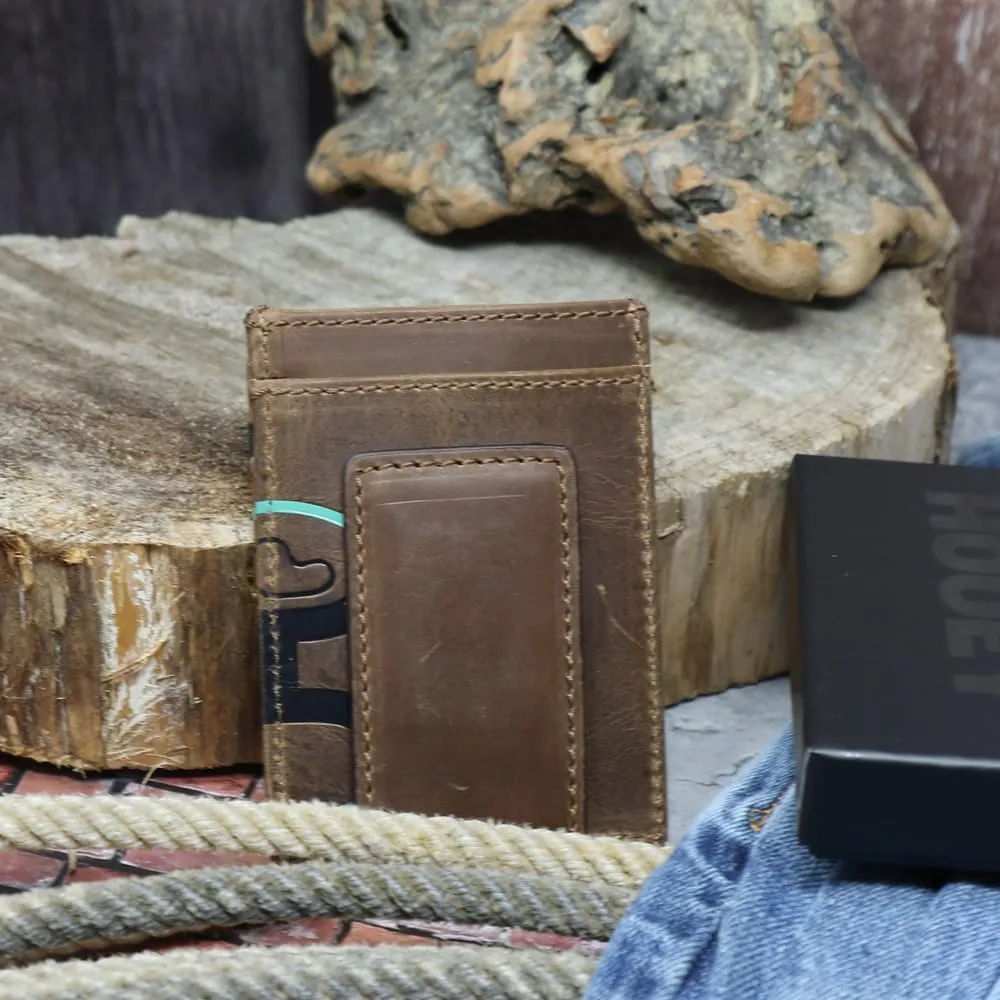 HOOEY 2.0 Leather Men's Money Clip Wallet (HOOEY 2.0 - Brown/Black/Turquoise)