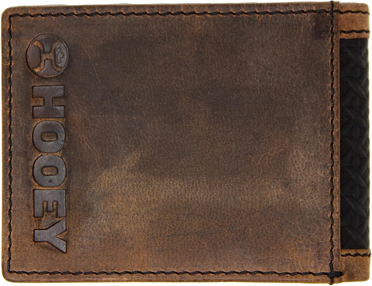 HOOEY Bi-Fold Leather Men's Wallet (Hands Up Basket Weave - Brown)