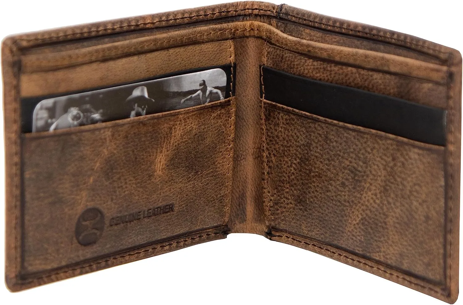 HOOEY Bi-Fold Leather Men's Wallet (Hands Up Basket Weave - Brown)