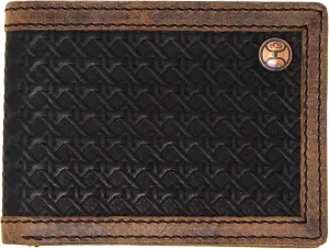 HOOEY Bi-Fold Leather Men's Wallet (Hands Up Basket Weave - Brown)