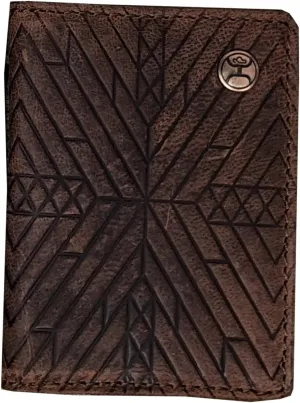 HOOEY Men's Southwestern Embossed Bi-Fold Money Clip Wallet Brown One Size