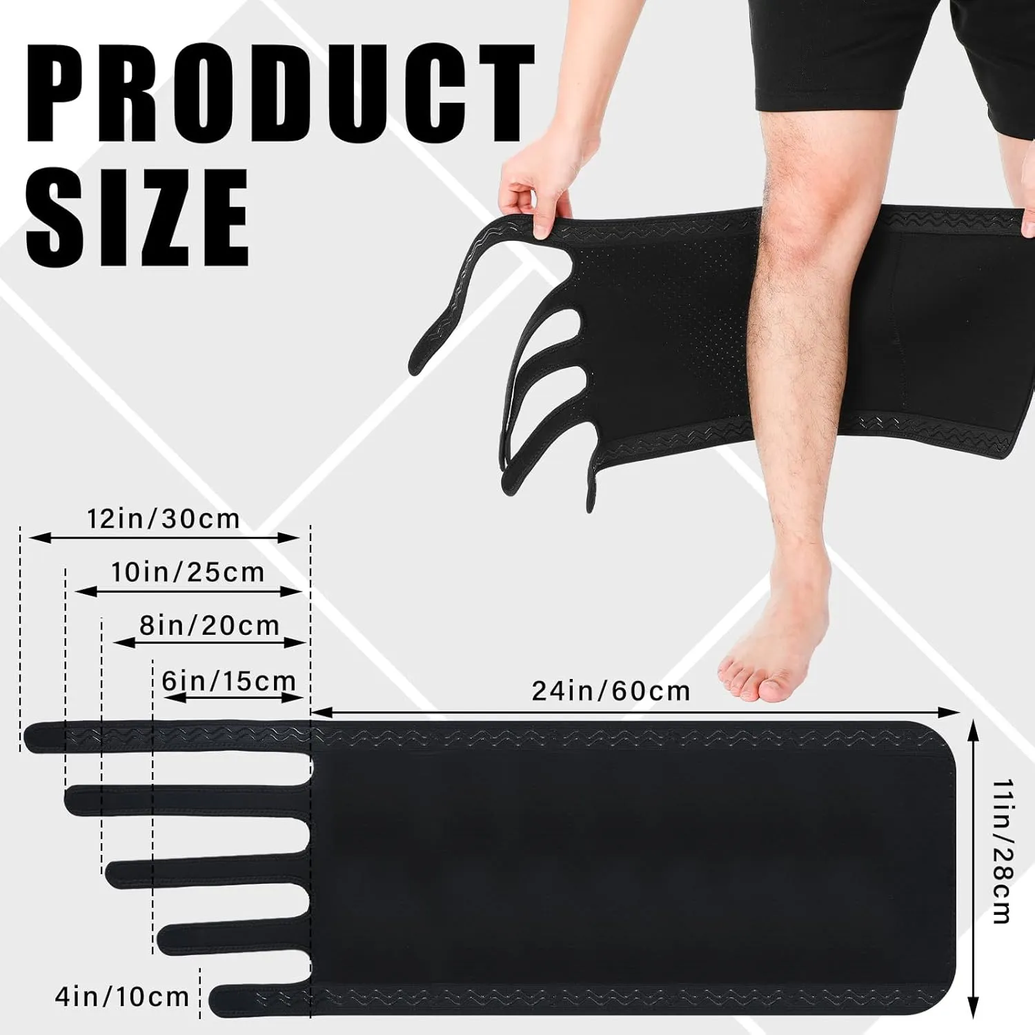 Hoolerry 2 Pcs Lymphedema Compression Wraps Calf Adjustable Brace 5 Strap Leg Wraps for Lymphedema Swollen Calf Garment Brace for Edema, Venous Insufficiency, Varicose Veins (Black,2xl)