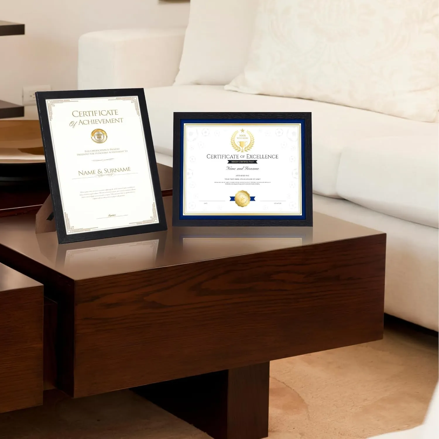 HORLIMER 8.5 x 11 Picture Frame Set of 15, Black Photo Frames 8.5 by 11 for Certificate Diploma Document, Wall Hanging or Tabletop Display
