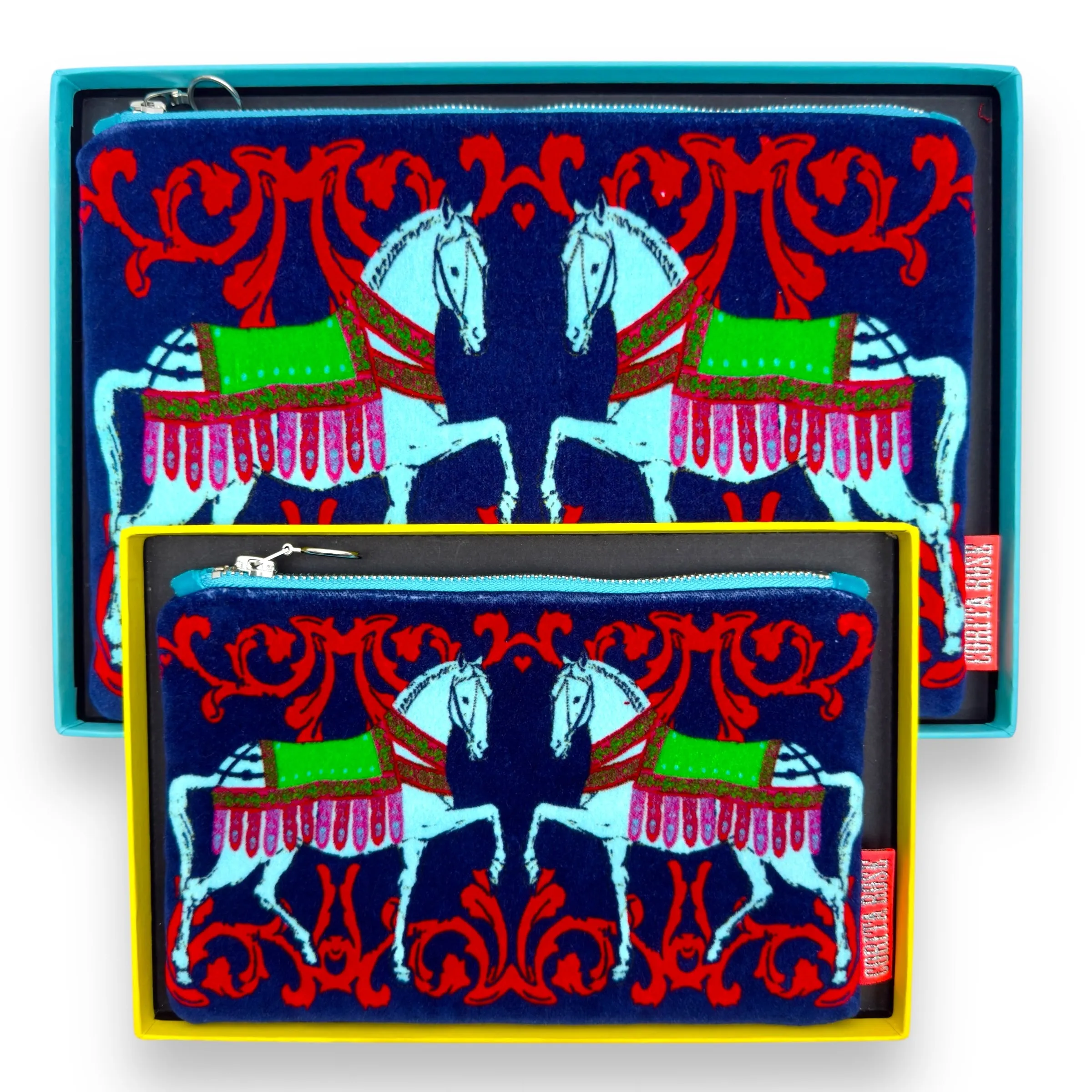 Horses Blue Clutch