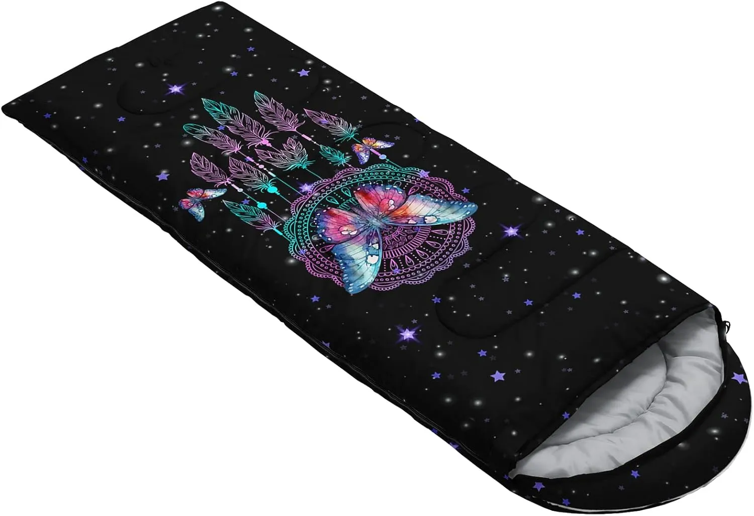 HOSIMA Butterfly Sleeping Bags for Adults and Kids for Camping,Black Gothic Ultralight Sleeping Bag for Cold Weather Summer.