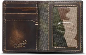 House of Jack Co. Slim Card Wallet for Men, Minimalist Front Pocket, Small Bifold Card Holder, Full Grain Cowhide Leather Walelt, Black