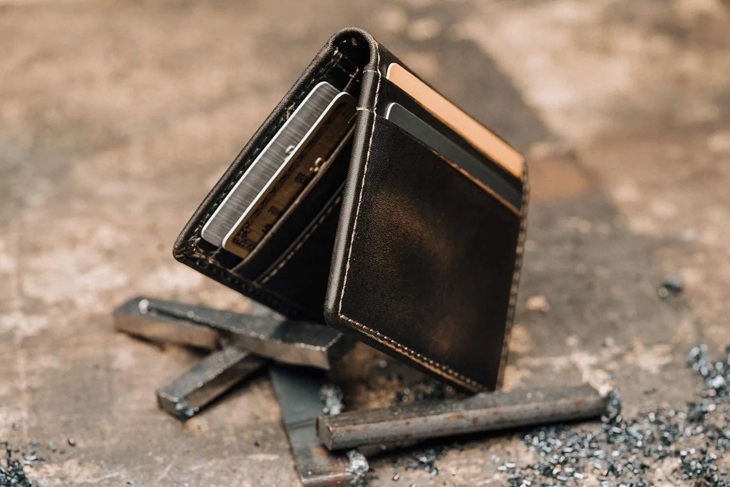House of Jack Co. Slim Card Wallet for Men, Minimalist Front Pocket, Small Bifold Card Holder, Full Grain Cowhide Leather Walelt, Black