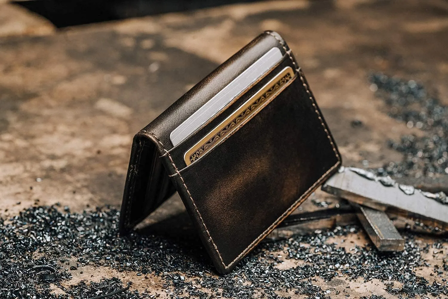 House of Jack Co. Slim Card Wallet for Men, Minimalist Front Pocket, Small Bifold Card Holder, Full Grain Cowhide Leather Walelt, Black