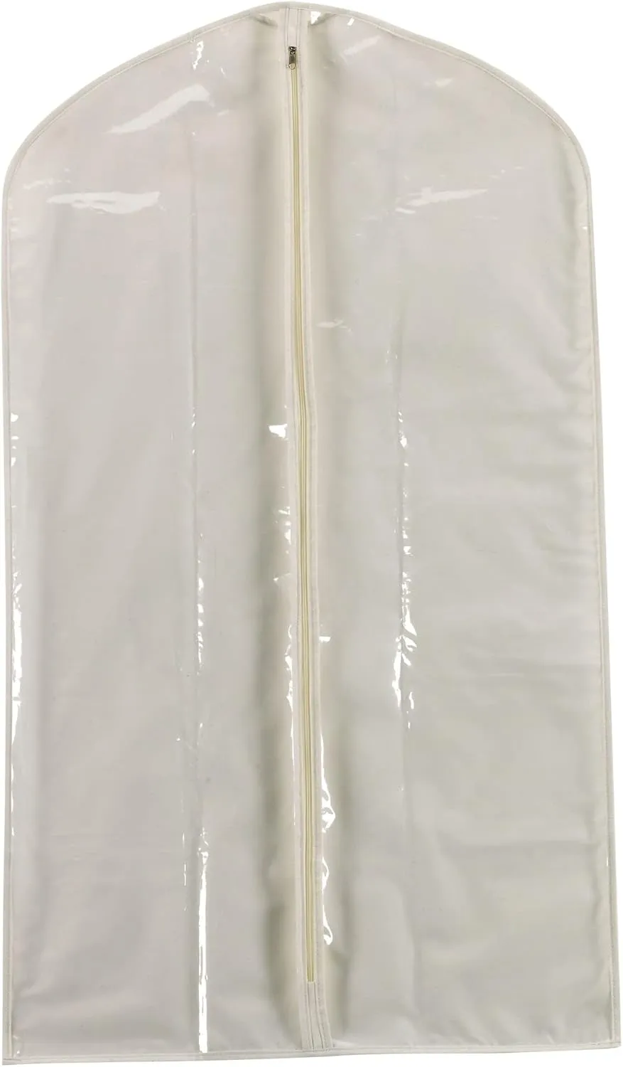 Household Essentials 311393 Hanging Garment Bag | Suit and Jacket Protector | Natural Cotton Canvas with Clear Vinyl Cover, Off-White