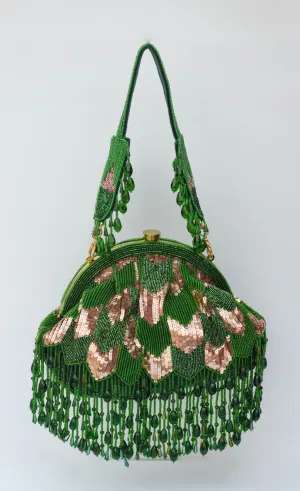 Hrutvy Clutch – Emerald Green & Rose Gold