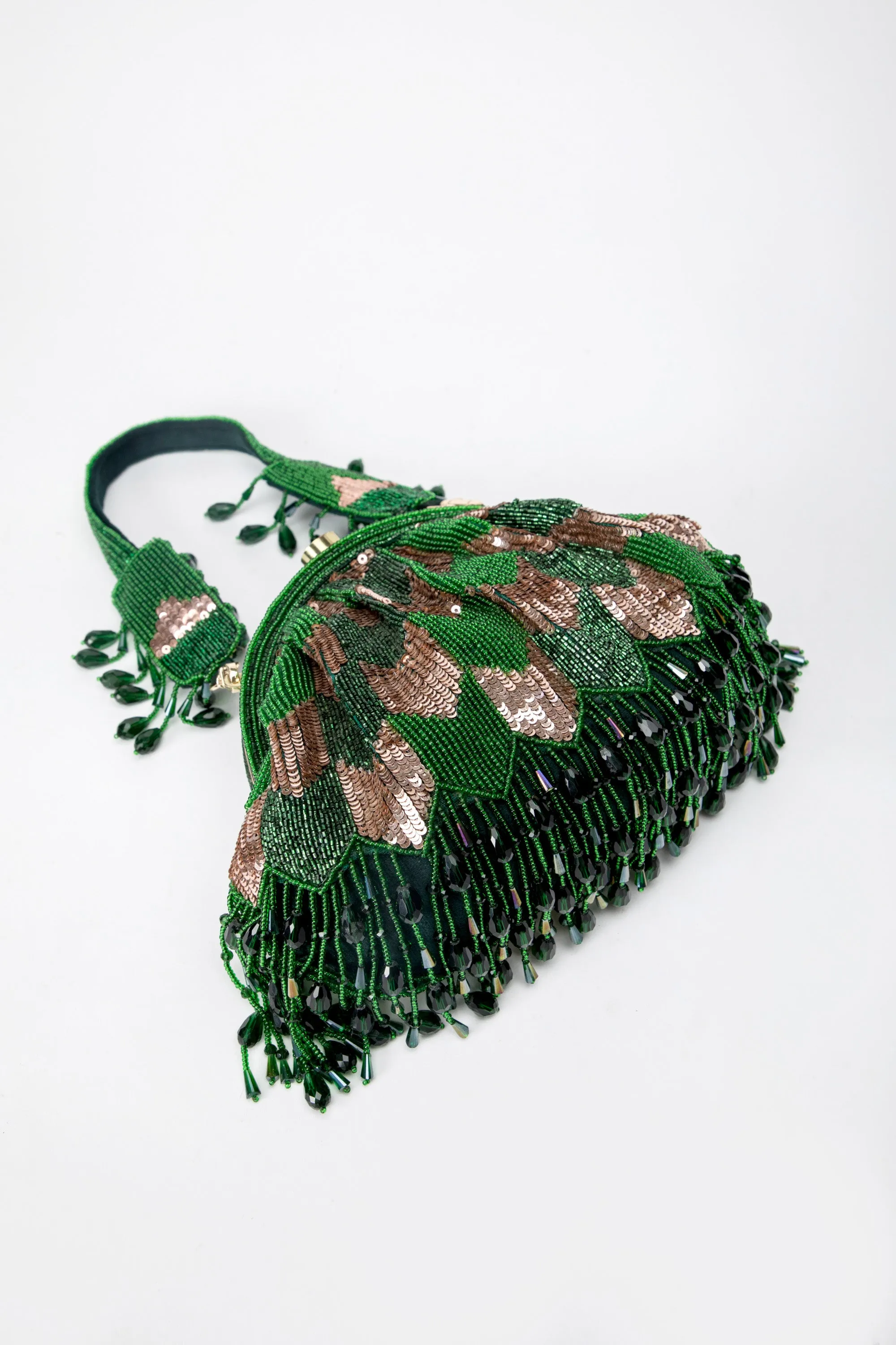 Hrutvy Clutch – Emerald Green & Rose Gold