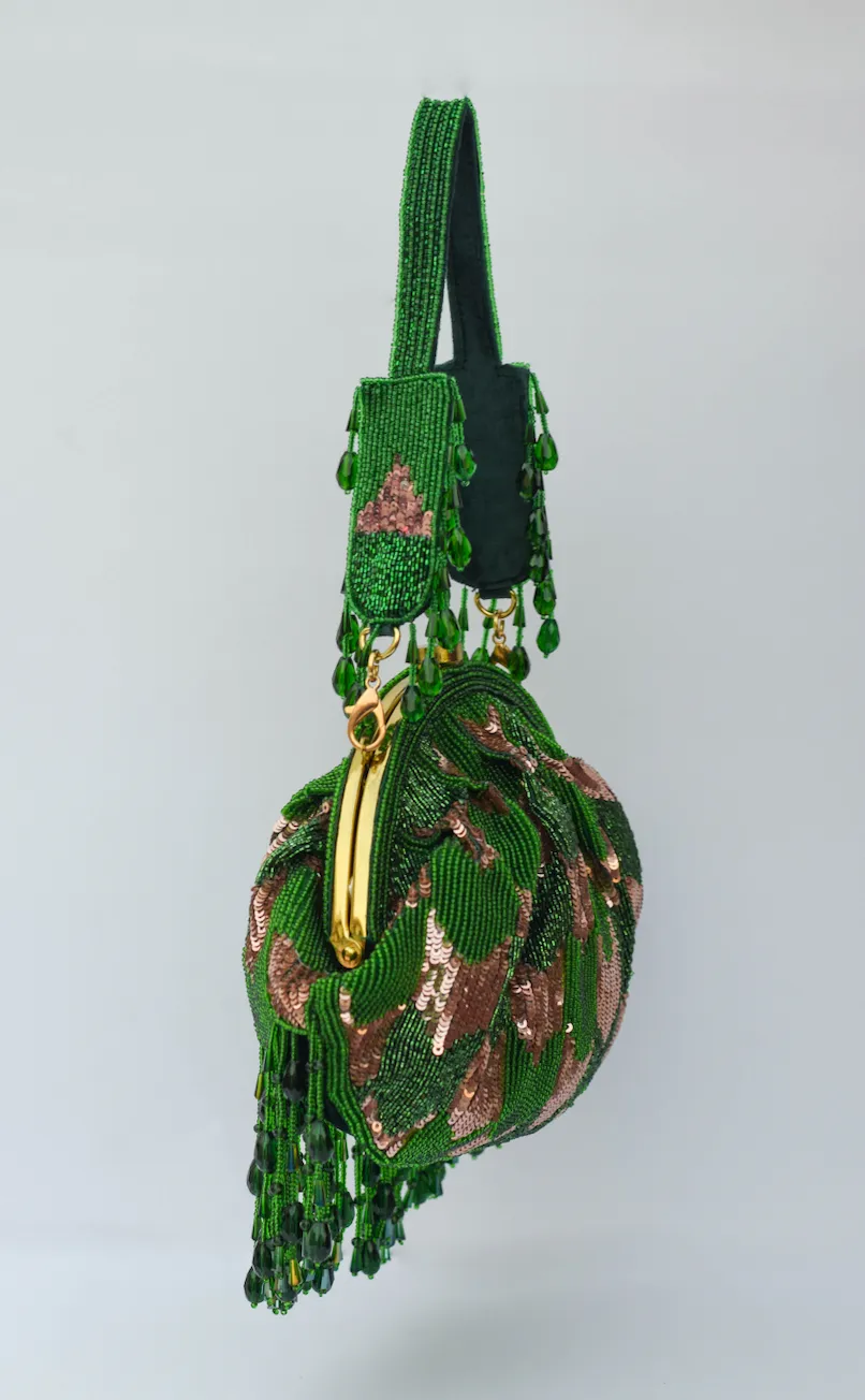 Hrutvy Clutch – Emerald Green & Rose Gold
