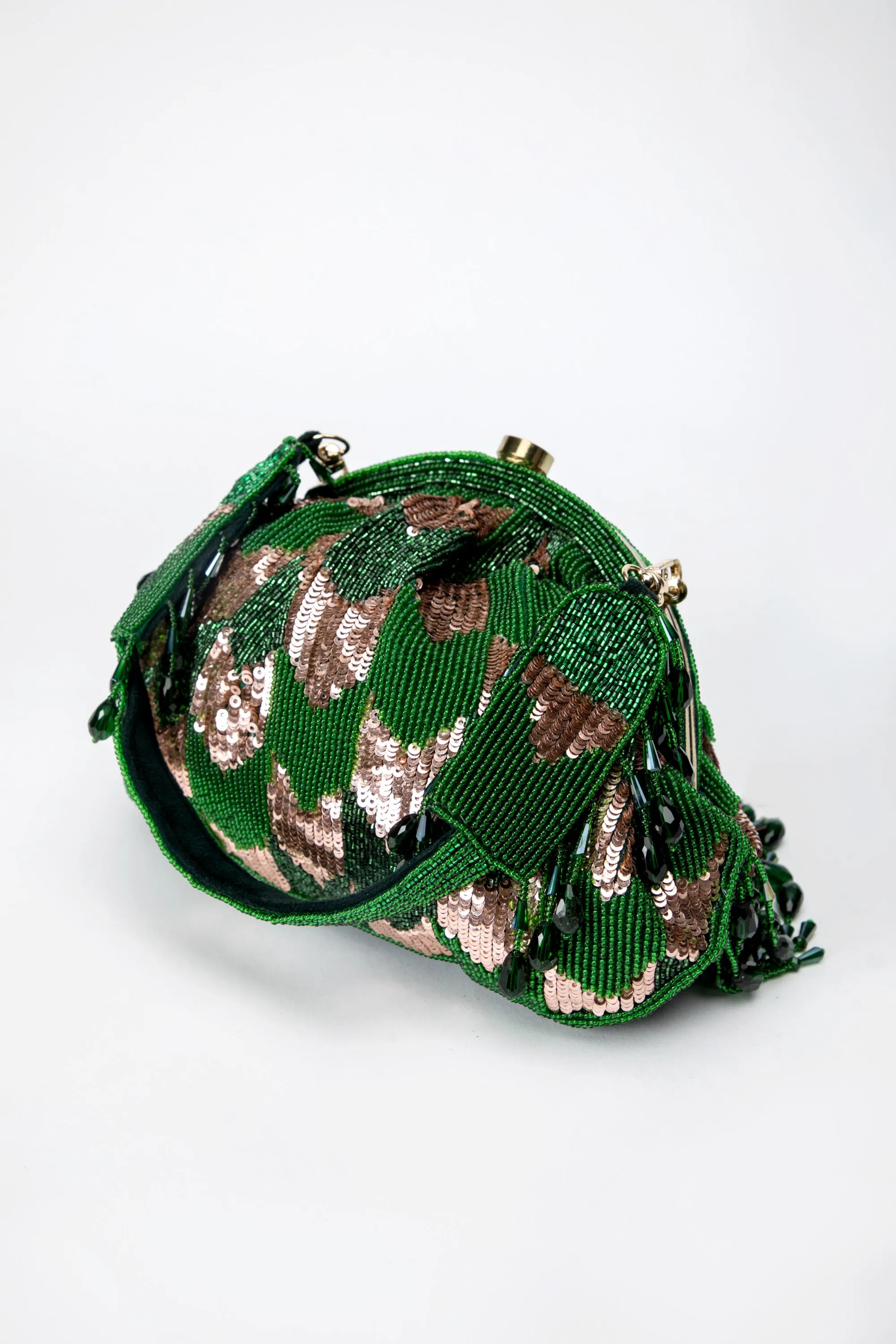 Hrutvy Clutch – Emerald Green & Rose Gold