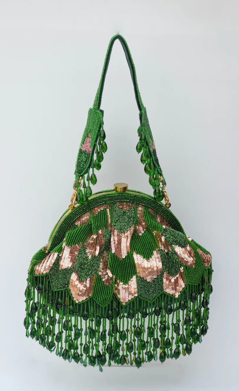Hrutvy Clutch – Emerald Green & Rose Gold