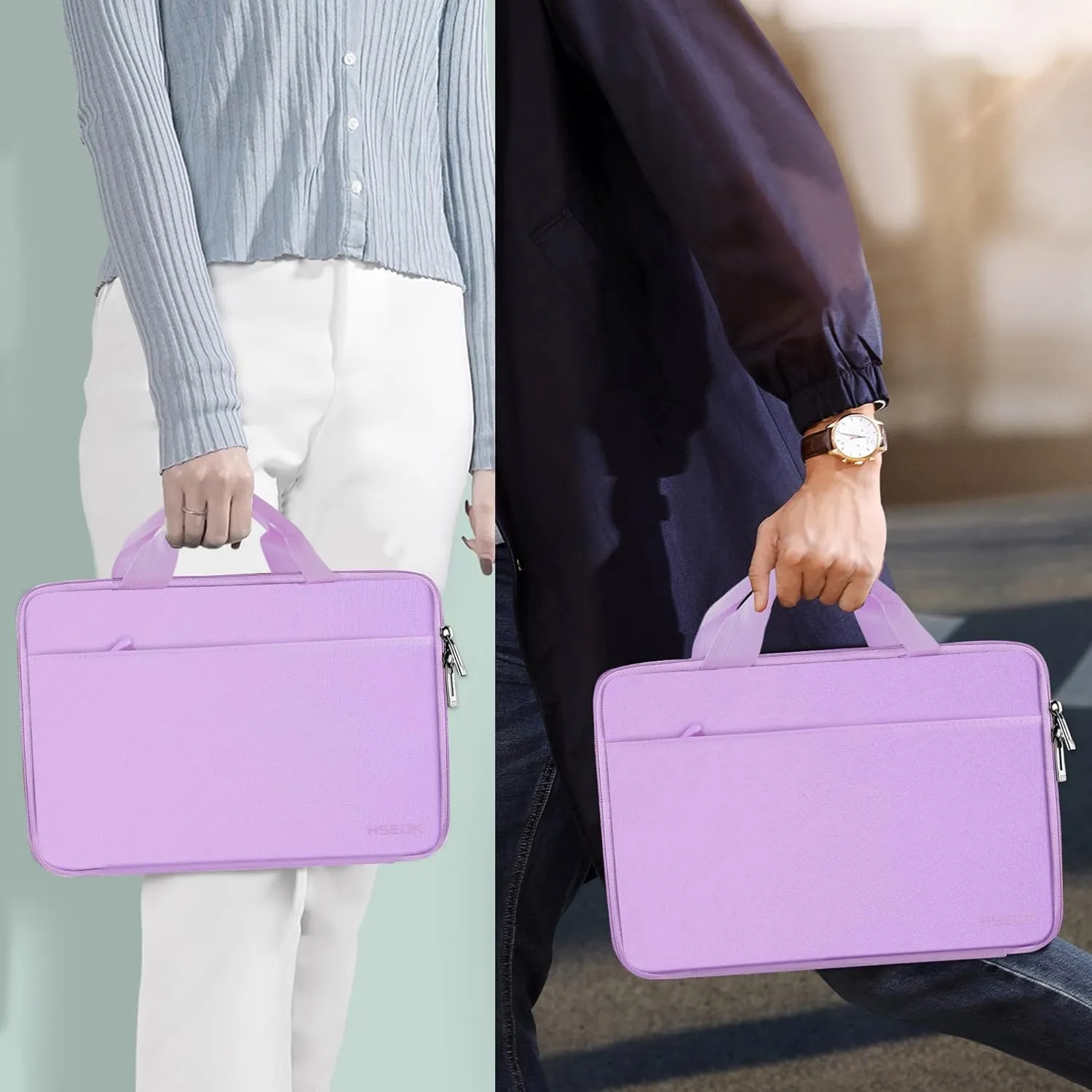 Hseok Laptop Case 13.3-14 inch Briefcase Handbag, Water-Resistant and Shockproof Computer Sleeve Compatible with MacBook Pro 14", Mac Air/Pro 13.3" and 13"-14" Notebooks Chromebooks,Purple