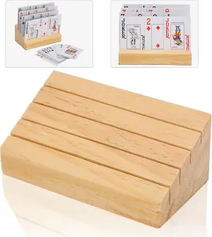 HURRISE Hands? Wood Playing Card Holder, Solid Playing Card Holder Rack, Playing Card Holder,Card Organizers Tray Adults Children Seniors Card Game Accessories for Bridge Fish