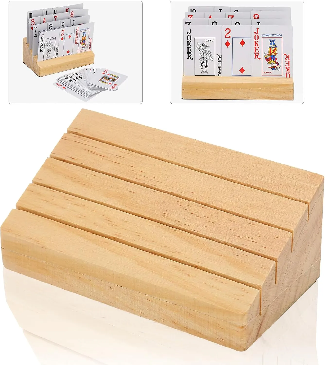 HURRISE Hands? Wood Playing Card Holder, Solid Playing Card Holder Rack, Playing Card Holder,Card Organizers Tray Adults Children Seniors Card Game Accessories for Bridge Fish