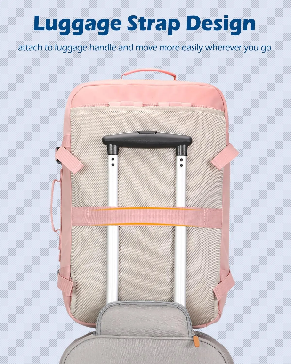 Hynes Eagle Carry on Backpack 38L Large Travel Backpack for Women Flight Approved Weekender Bag Laptop Backpack Men 15 inches Light Pink