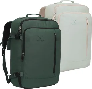 Hynes Eagle Carry on Backpack 38L Large Travel Backpack for Women Flight Approved Weekender Bag Laptop Backpack Men 15 inches Oliver Green with Mint Green