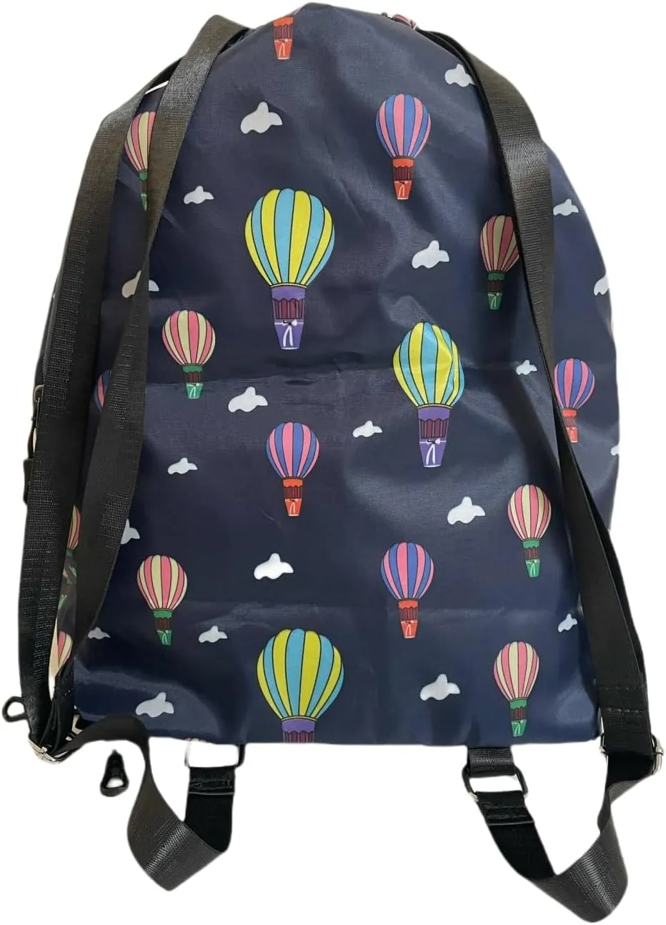 IAMUHI Nylon Drawstring Backpack Sports Gym Travel Bag for Women Men Large with Two Zipper Pockets Daypack Shoulder Bag Purse,Balloon