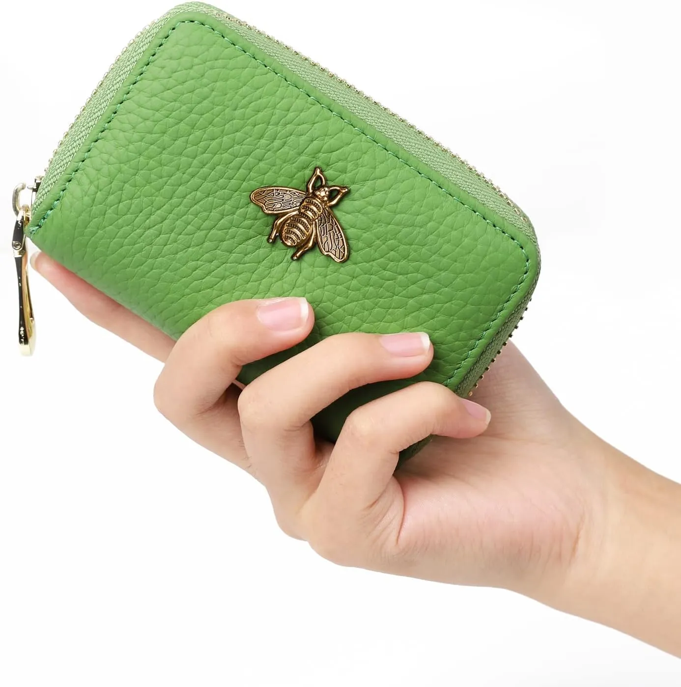 imeetu RFID Credit Card Holder, Small Leather Zipper Card Case Wallet for Women