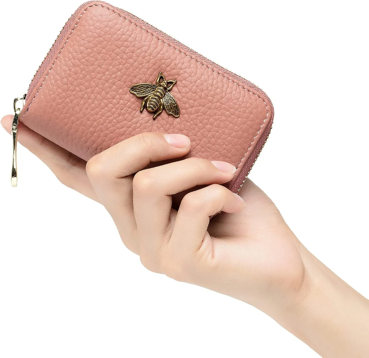 imeetu RFID Credit Card Holder, Small Leather Zipper Card Case Wallet for Women