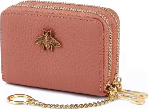 imeetu RFID Credit Card Holder, Small Leather Zipper Card Case Wallet for Women