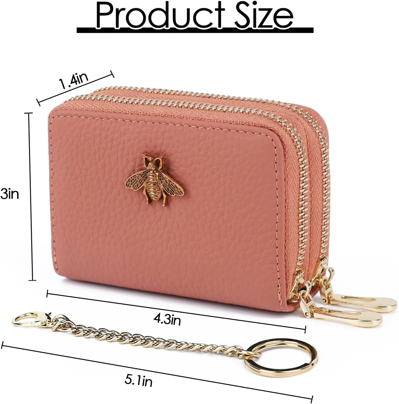 imeetu RFID Credit Card Holder, Small Leather Zipper Card Case Wallet for Women