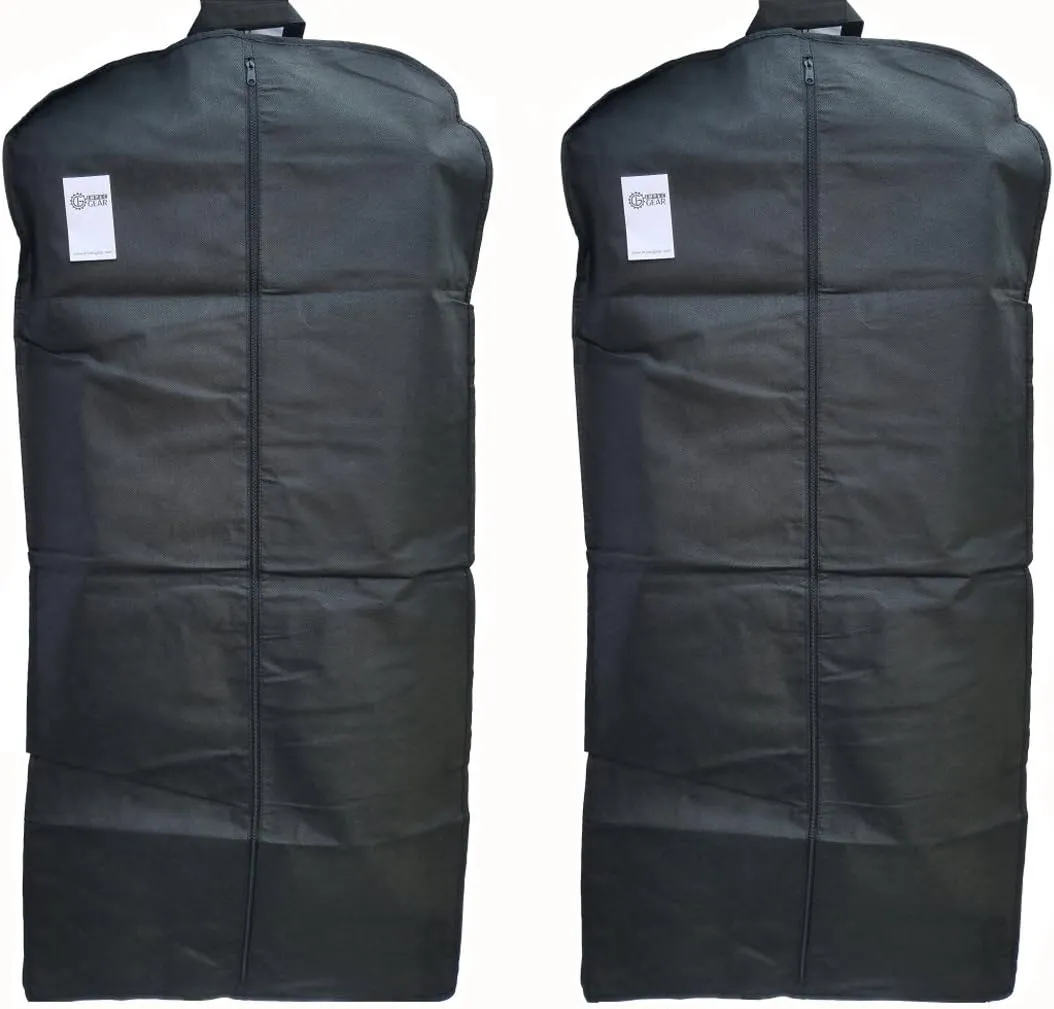 ImpecGear New 48" Breathable Gusseted Garment Bag Cover (Set of 2) - for Suits, Dress, Clothes, Tux, Jersey Storage Travel, Black