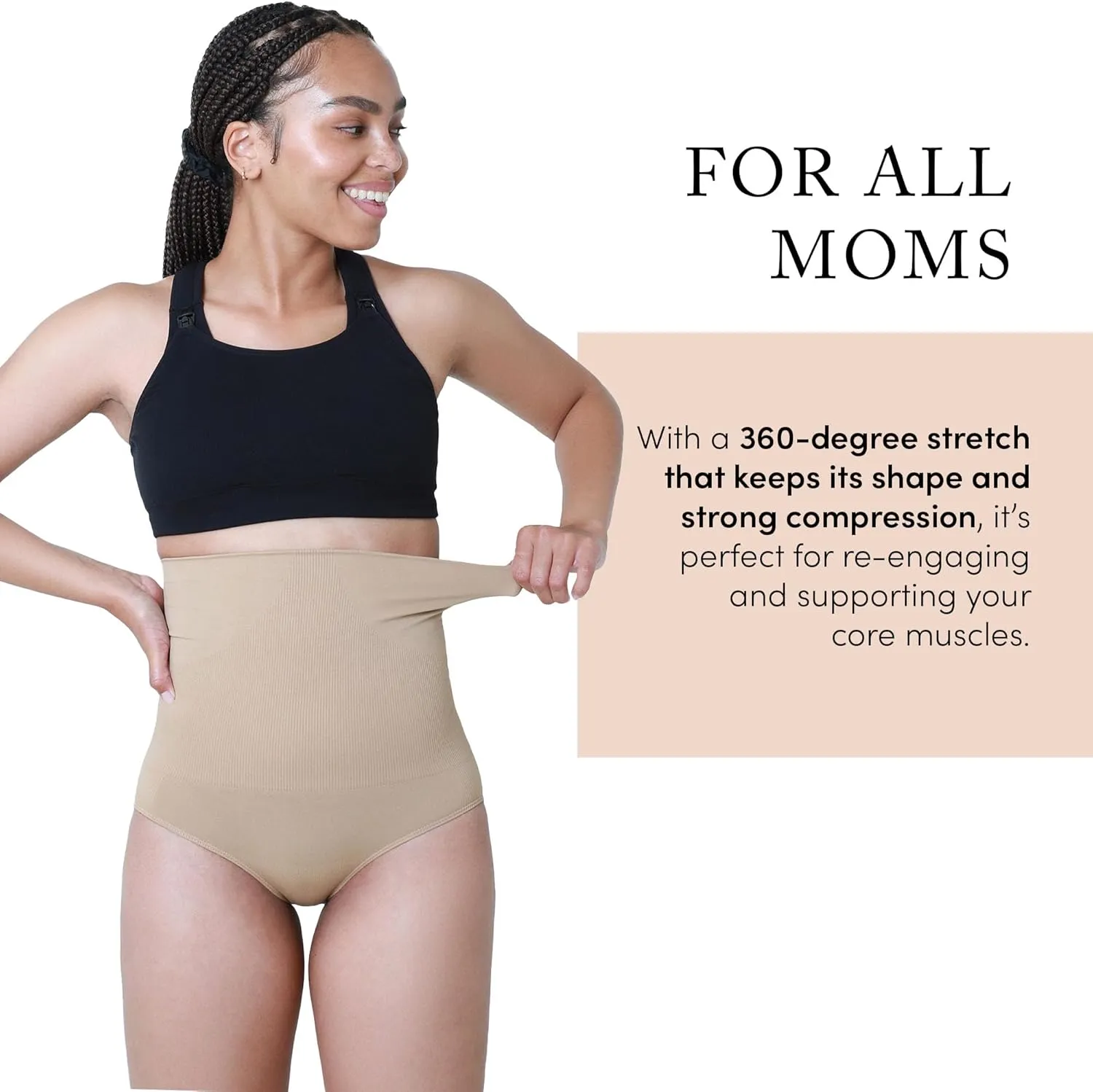 Ingrid & Isabel Basics - Postpartum Compression Underwear - Seamless High Waisted Underwear - Over the Belly Fit