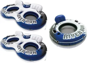 Intex River Run 2 Inflatable Floating Lounge with 440lb Capacity, 2 Pack Bundled with River Run 1 Inflatable Tube with 220lb Capacity