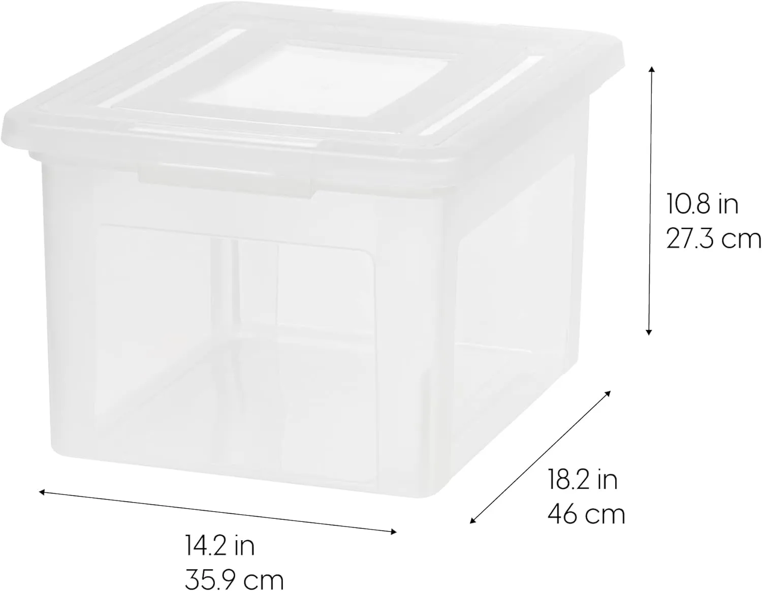 IRIS USA File Box, Plastic File Organizer with Lids for Letter/Legal File, Portable Document Box For Moving, Storage Bin with Durable and Secure Lid, Stackable Nestable BPA-Free, Clear 35 Qt. 4 Pack