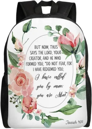 Isaiah 43 1, Fear Not For I Have Redeemed You, Bible Verse Wall Art Backpack – Water-Resistant Laptop Bag, 15" Compartment, Lightweight Unisex Daypack For Work & Travel