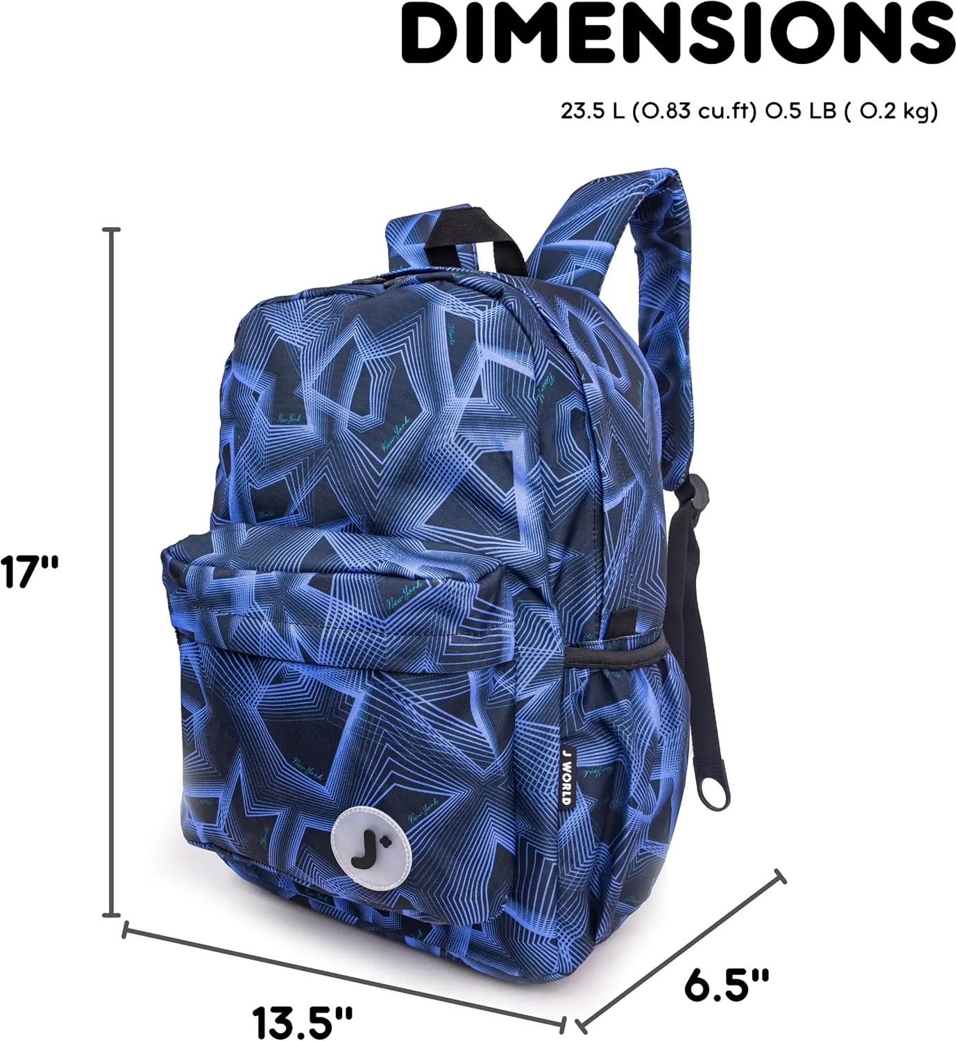 J World New York Unisex Kid's Oz School Backpack for Girls Boys. Cute Bookbag, Disco, One Size