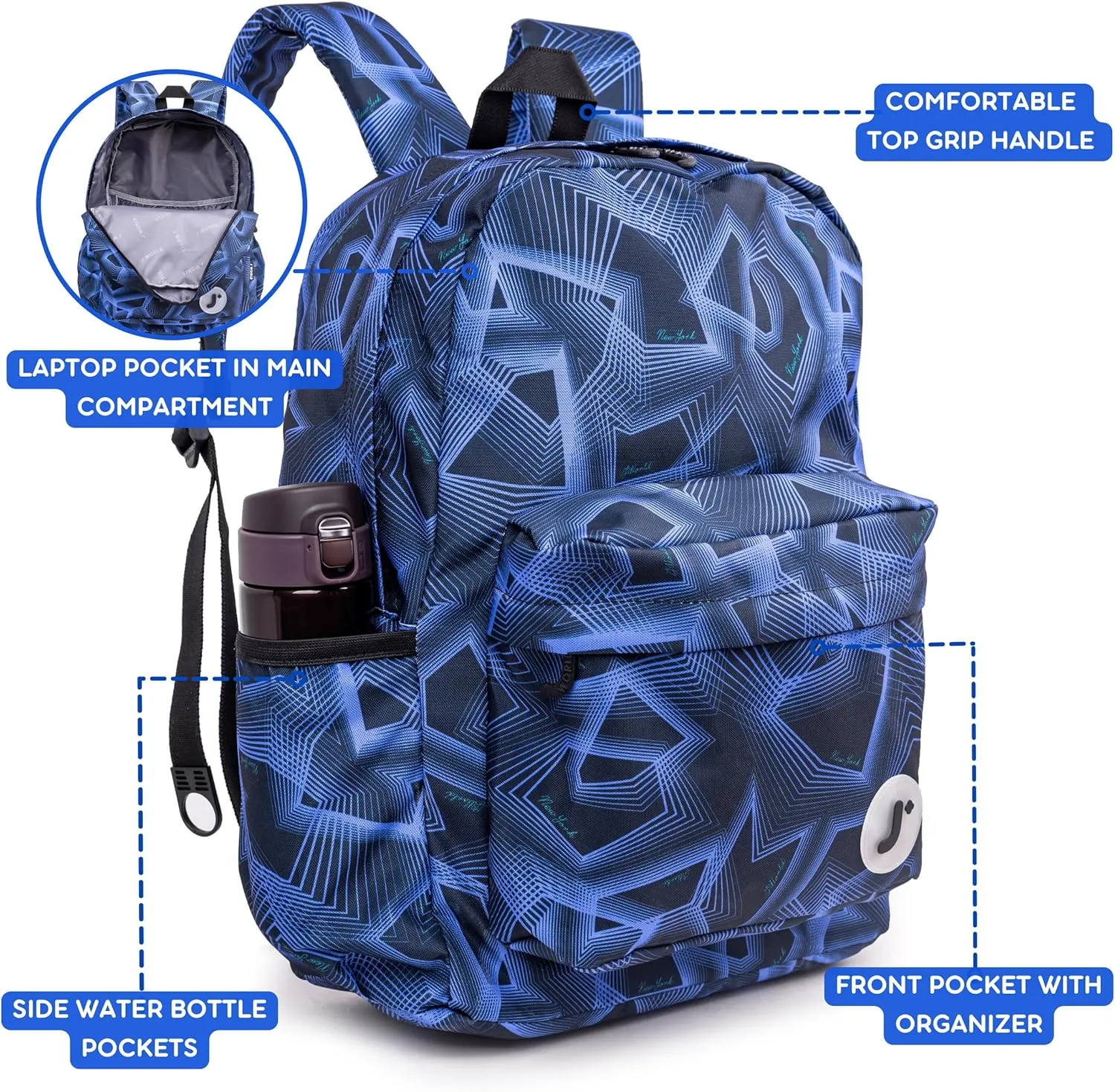 J World New York Unisex Kid's Oz School Backpack for Girls Boys. Cute Bookbag, Disco, One Size