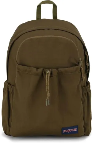 JanSport Lounge Pack – Large Main Compartment, Dual Water Bottle Pockets, Front Drawcord Pocket, Padded Laptop Sleeve, Army Green