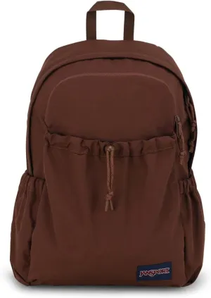 JanSport Lounge Pack – Large Main Compartment, Dual Water Bottle Pockets, Front Drawcord Pocket, Padded Laptop Sleeve, Basic Brown