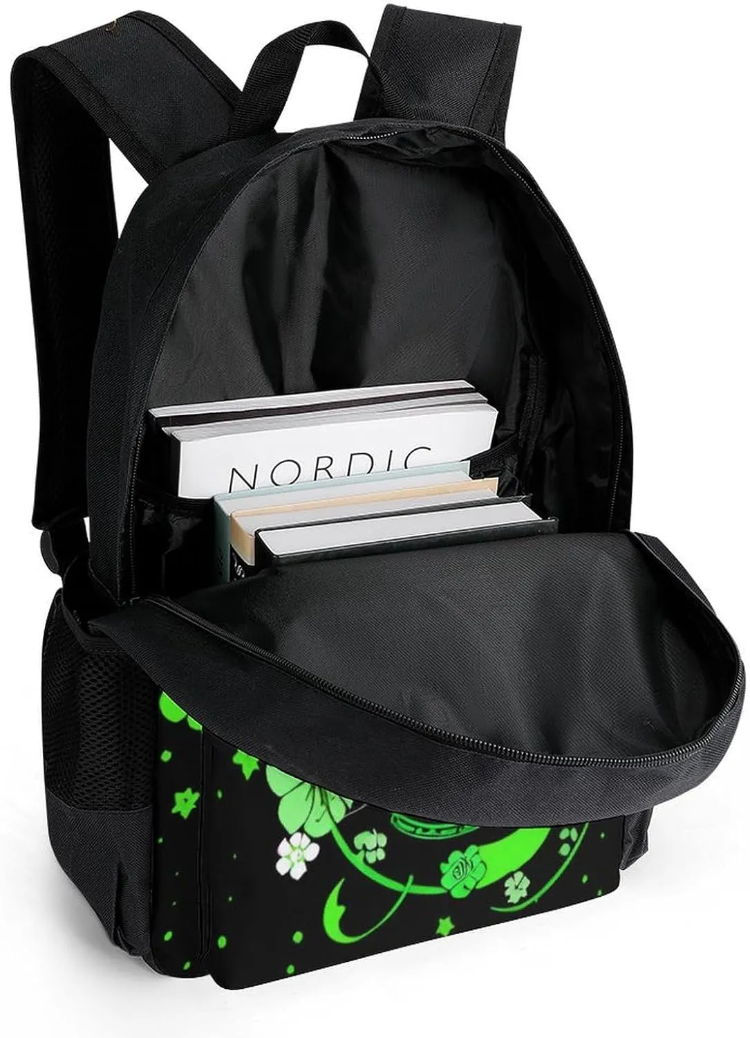 Japanese Kitsune Fox Magical Flowers Art Daypack Polyester Anti-Theft Multipurpose Bookbag Big Capacity Gym Outdoor Hiking Backpack With Adjustable Shoulder Straps