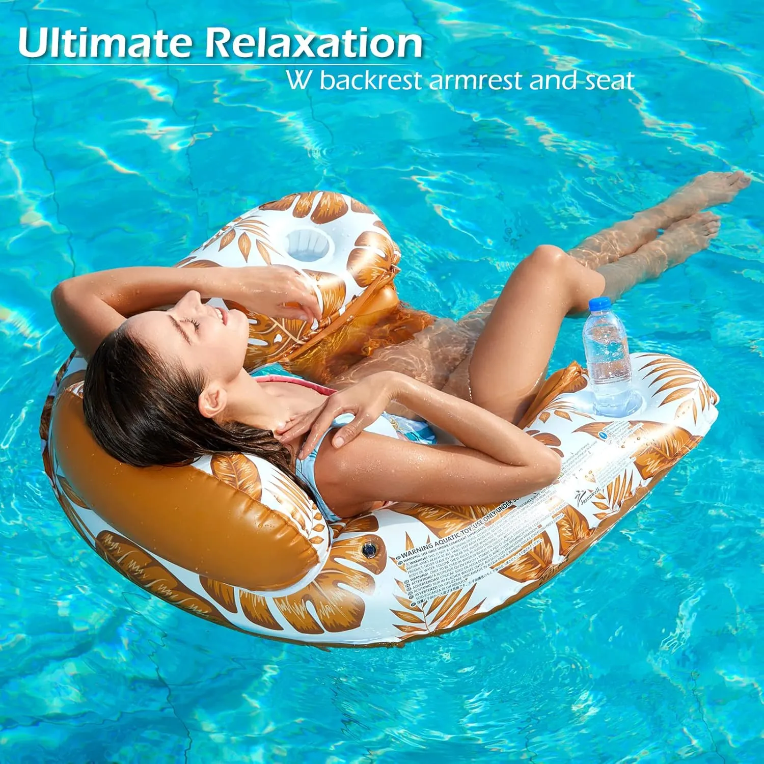 Jasonwell Inflatable Pool Float Chair - 2 Pack Floating Pool Chair Lounge Floats for Swimming Pool Water Chair Pool Lounger with Cup Holder Toy Party Floaties for Adults XL