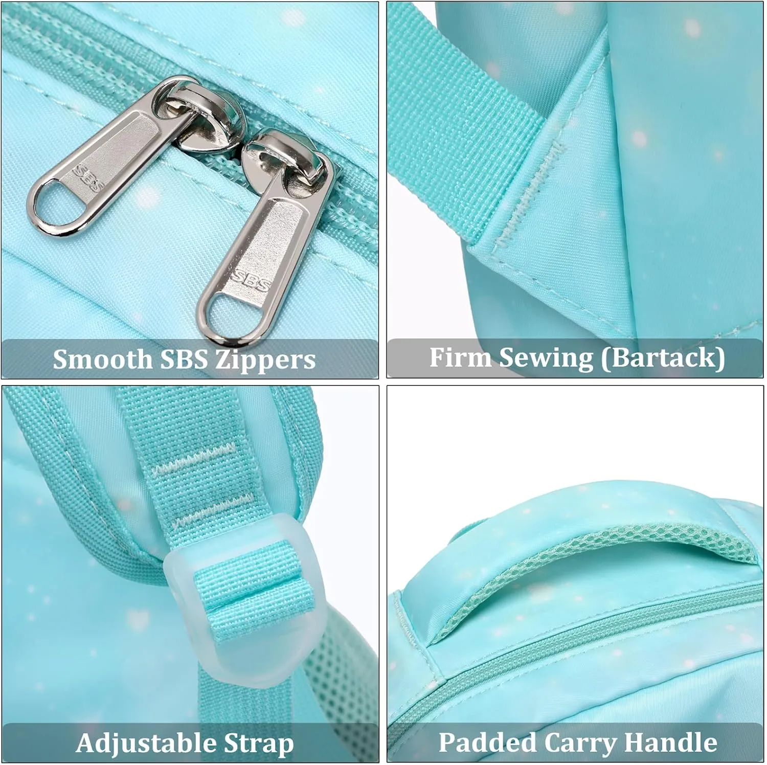 JIANYA School Backpack for Girls with Chest Strap, Preschool to Elementary, Mermaid Light Blue
