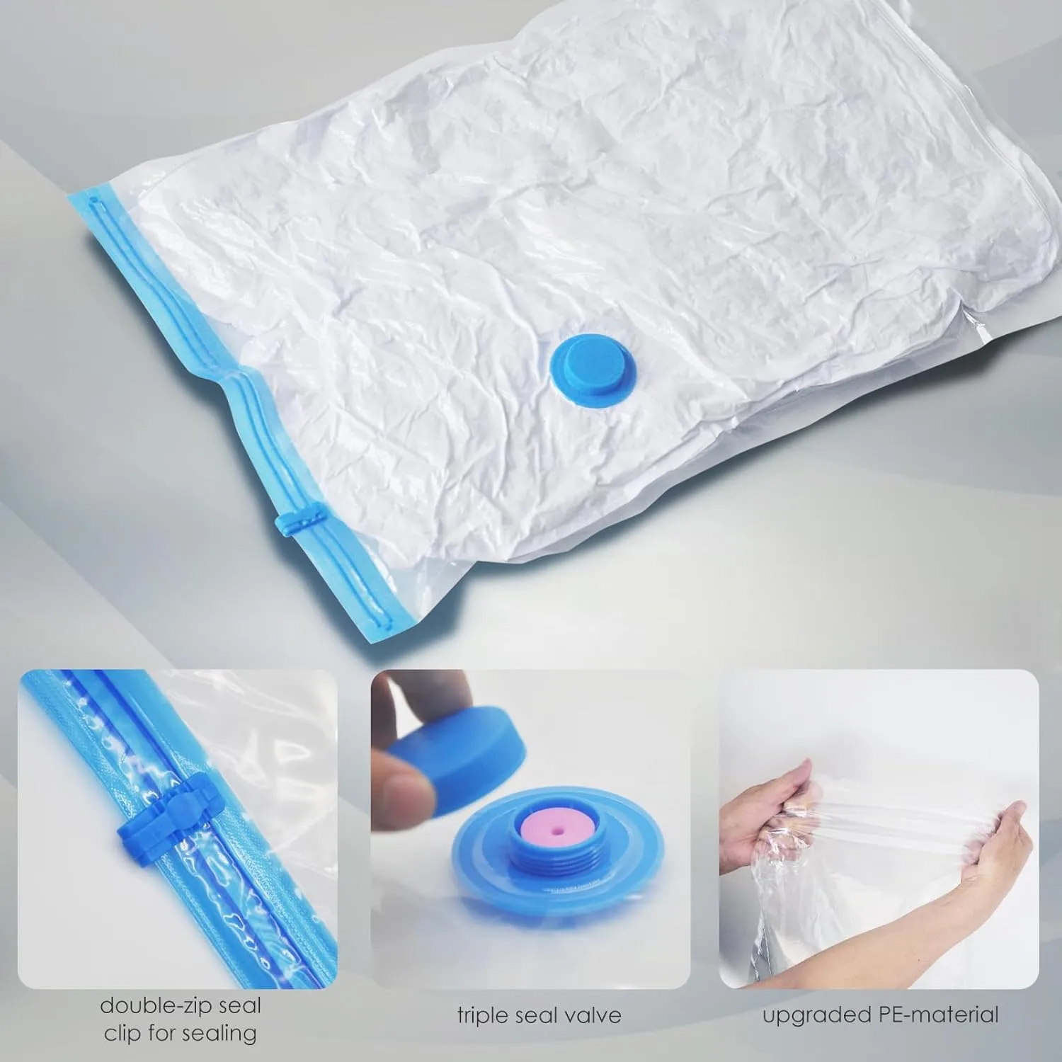 Jumbo (Extra Large) Vacuum Seal Bags for Clothing, bedding and Blankets - Space Saver Vacuum Storage Bags 10 Jumbo Sealed for Bedding, Travel, Clothes and Lugguage, with Hand Pump