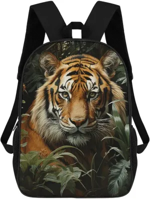 Jungle Tiger Backpack, Laptop Backpack for Men, 17 Inch Travel Hiking Daypack, Casual Backpack