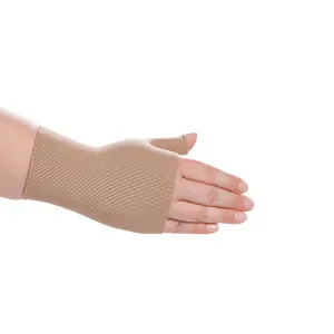 Juzo Soft Seamless Compression Gloves & Gauntlets, 20-30 mmHg, Gauntlet | Fingerless Gloves for Women & Men for Swelling and Moderate Edema & Lymphedema Management | Beige, Medium, Right