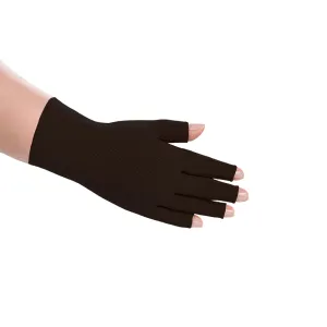 Juzo Soft Seamless Compression Gloves & Gauntlets, 20-30 mmHg, Glove | Fingerless Gloves for Women & Men for Swelling and Moderate Edema & Lymphedema Management | Black, Large, Left
