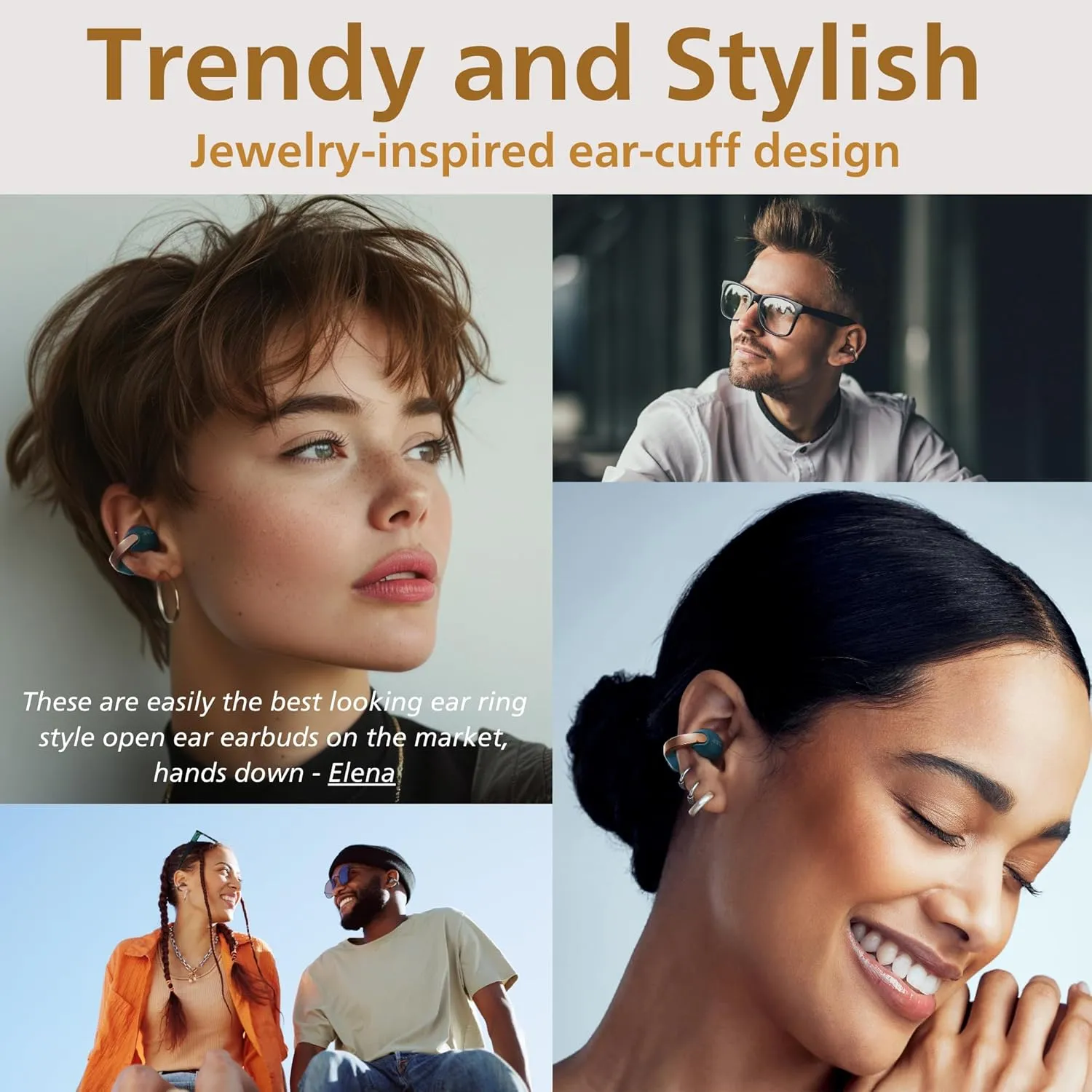 JVC Nearphones Open Ear True Wireless Headphones - Open Ear Earbuds - Bluetooth 5.3-24H Playback - IPX4 Water Resistant - Built-in Mic - Awareness & Comfort - Ear Clip Earbuds - HANP1T
