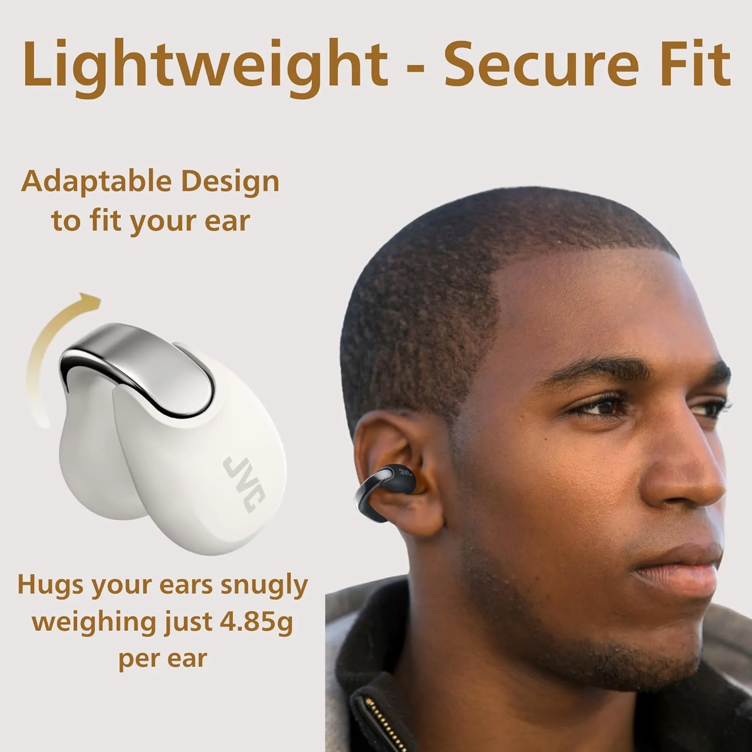 JVC Nearphones Open Ear True Wireless Headphones - Open Ear Earbuds - Bluetooth 5.3-24H Playback - IPX4 Water Resistant - Built-in Mic - Awareness & Comfort - Ear Clip Earbuds - HANP1T