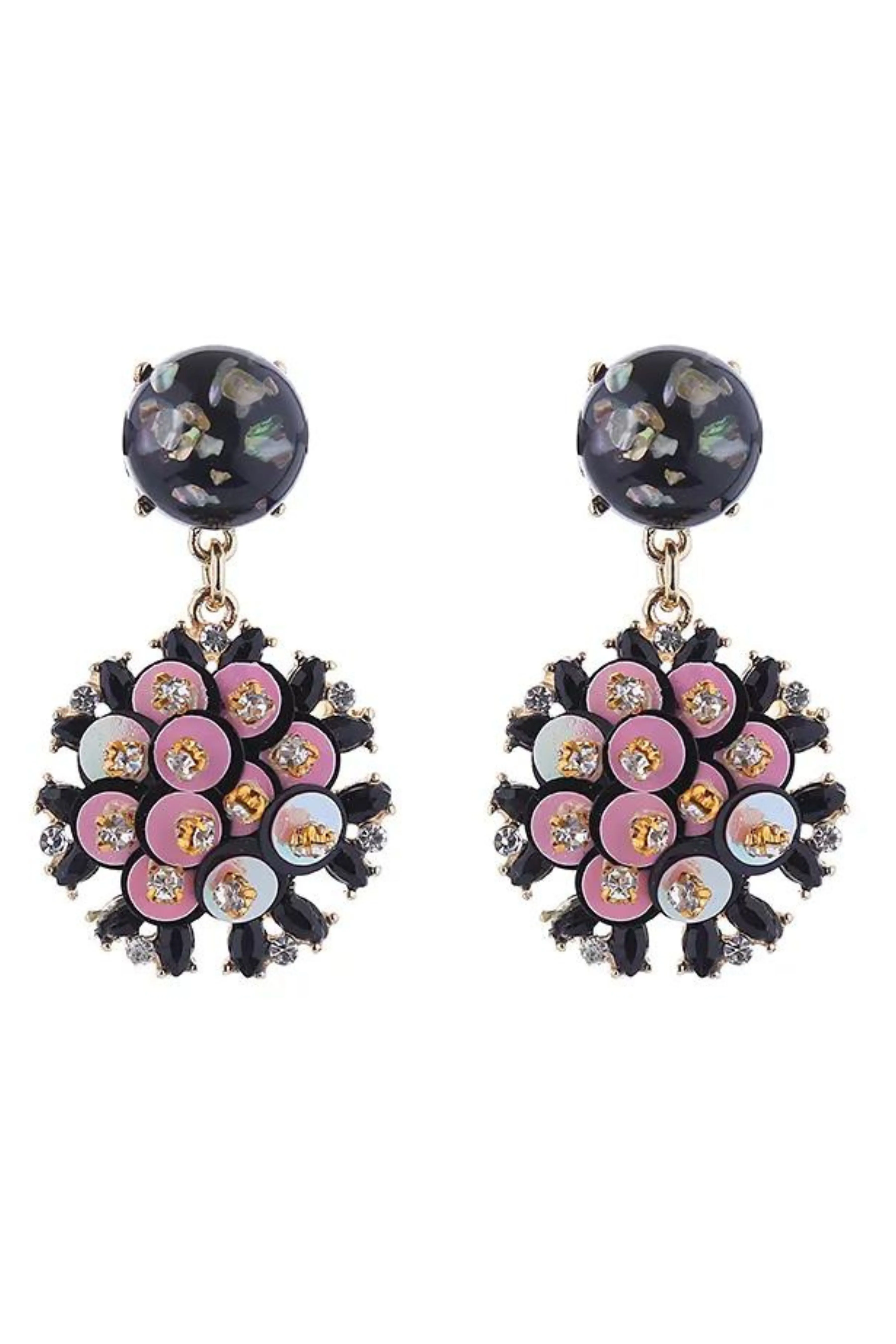 Kate Sequin & Crystal Drop Event Earrings - Black