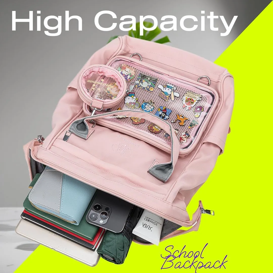 Kawaii Pin Collector Bag Ita Bag Pins Display Backpack JK with Inserts for Anime Cosplay Casual Daypacks