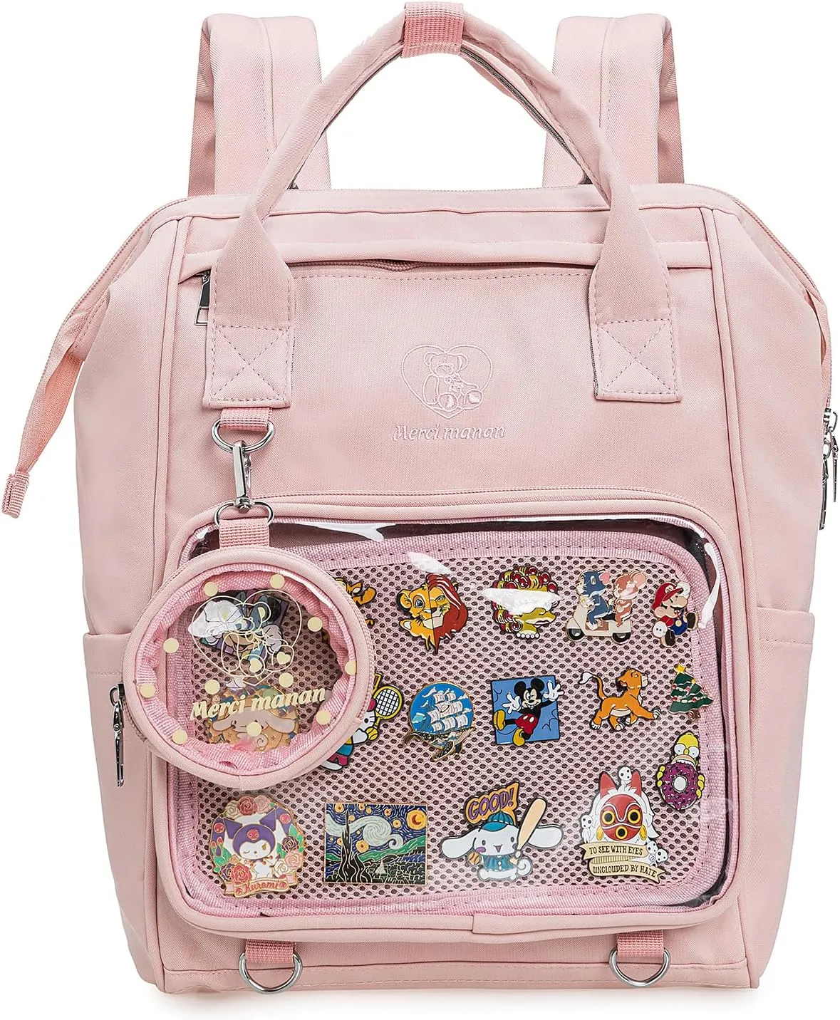 Kawaii Pin Collector Bag Ita Bag Pins Display Backpack JK with Inserts for Anime Cosplay Casual Daypacks