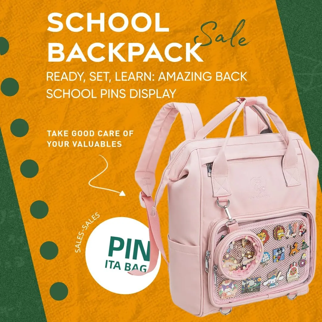 Kawaii Pin Collector Bag Ita Bag Pins Display Backpack JK with Inserts for Anime Cosplay Casual Daypacks